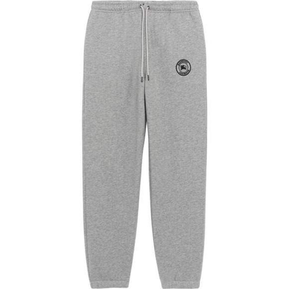 BURBERRY WALFORD GRAY COTTON FLEECE BLACK LOGO INSULATED JOGGERS SWEATPANTS M Pants